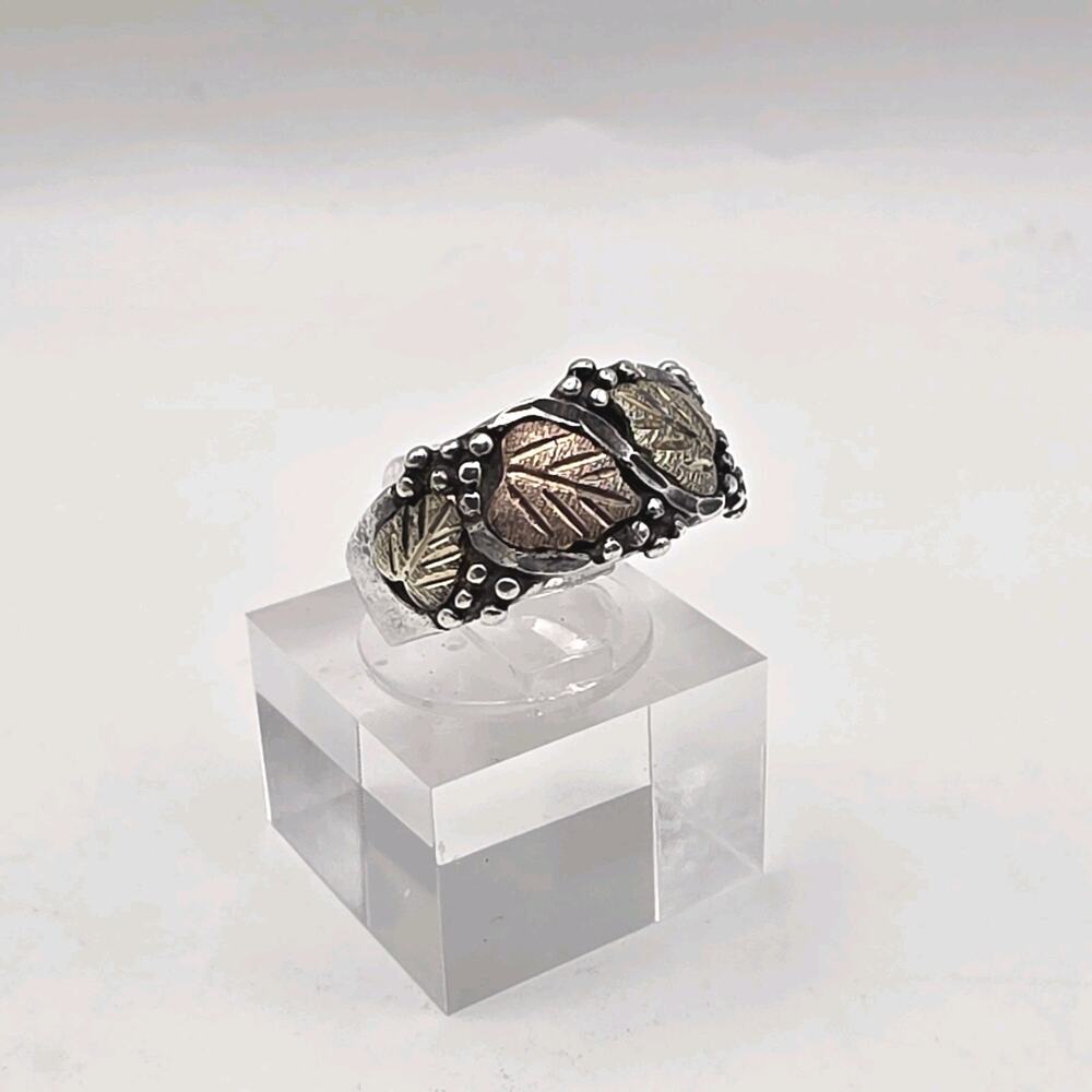 Vintage Black Hills 12K Yellow & Rose Gold Sterling Silver LEAF GRAPES Ring sz 5